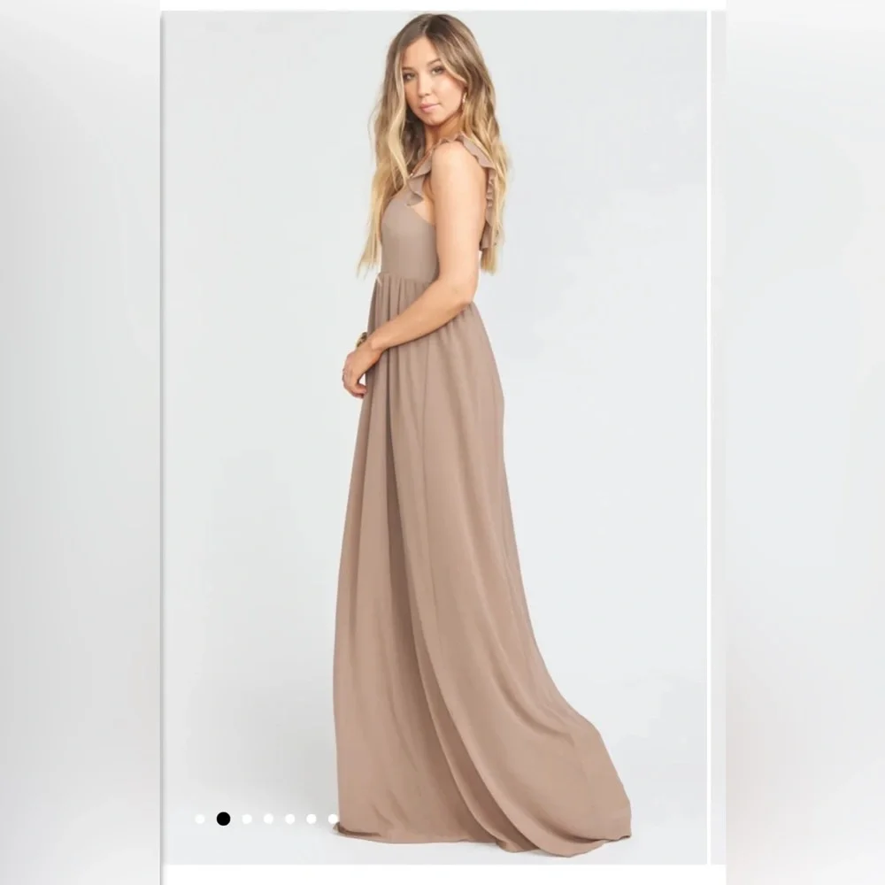 NWT Show Me Your Mumu Emily Empire Maxi Dress Soft Beige Chiffon Size M - Picture 2 of 11